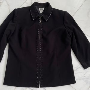 Style & Co. Black Zippered Jacket with Rhinestones